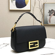 Fendi Mini Baguette in Black Grain Leather 8BS049 Size 19 x 11.5 x 4 cm - 2