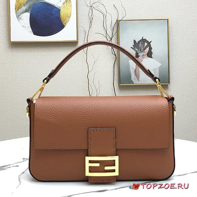 Fendi Baguette in Brown Grain Leather 8BR600 Size 26 x 14 x 4 cm - 1