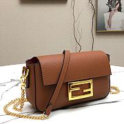 Fendi Mini Baguette in Brown Grain Leather 8BS049 Size 19 x 11.5 x 4 cm - 3