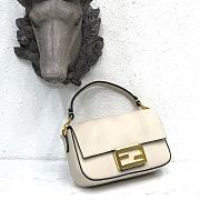Fendi Mini Baguette in White Grain Leather 8BS049 Size 19 x 11.5 x 4 cm - 4