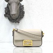 Fendi Mini Baguette in White Grain Leather 8BS049 Size 19 x 11.5 x 4 cm - 3