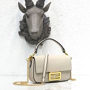 Fendi Mini Baguette in White Grain Leather 8BS049 Size 19 x 11.5 x 4 cm - 2