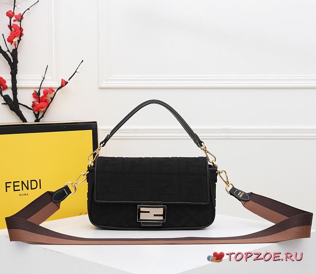 Fendi Baguette Full Black 8BR600 Size 26 x 13 x 6 cm - 1