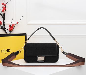 Fendi Baguette Full Black 8BR600 Size 26 x 13 x 6 cm