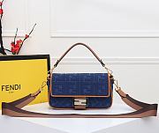 Fendi Baguette Navy Blue 8BR600 Size 26 x 13 x 6 cm - 1