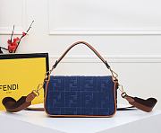 Fendi Baguette Navy Blue 8BR600 Size 26 x 13 x 6 cm - 5