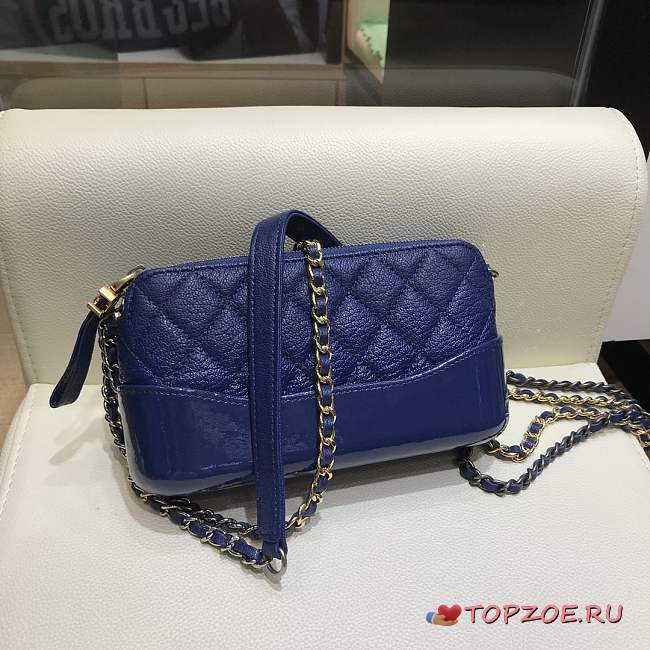 Chanel Gabrielle Clutch Dark Blue In Grain Leather 18CM - 1