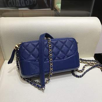 Chanel Gabrielle Clutch Dark Blue In Grain Leather 18CM