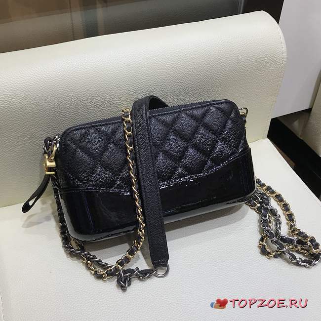 Chanel Gabrielle Clutch Black In Grain Leather 18CM - 1