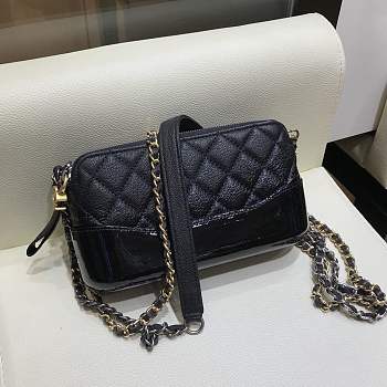 Chanel Gabrielle Clutch Black In Grain Leather 18CM