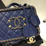 Chanel Small Chain Around CC Filigree Vanity Bag Navy Blue Size18 cm - 2