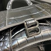 Balenciaga Hourglass Mini Top Handle Silver Crocodile 6373721 Size 11.5 cm - 5