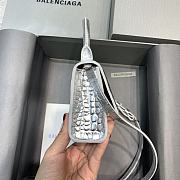 Balenciaga Hourglass Mini Top Handle Silver Crocodile 6373721 Size 11.5 cm - 4
