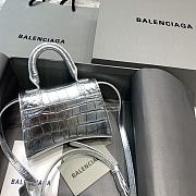 Balenciaga Hourglass Mini Top Handle Silver Crocodile 6373721 Size 11.5 cm - 3