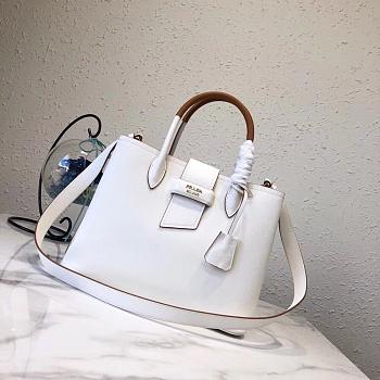 Prada Top Handle Tote Bag White/Brown 1BG148 Size 33 × 24 × 14.5 cm