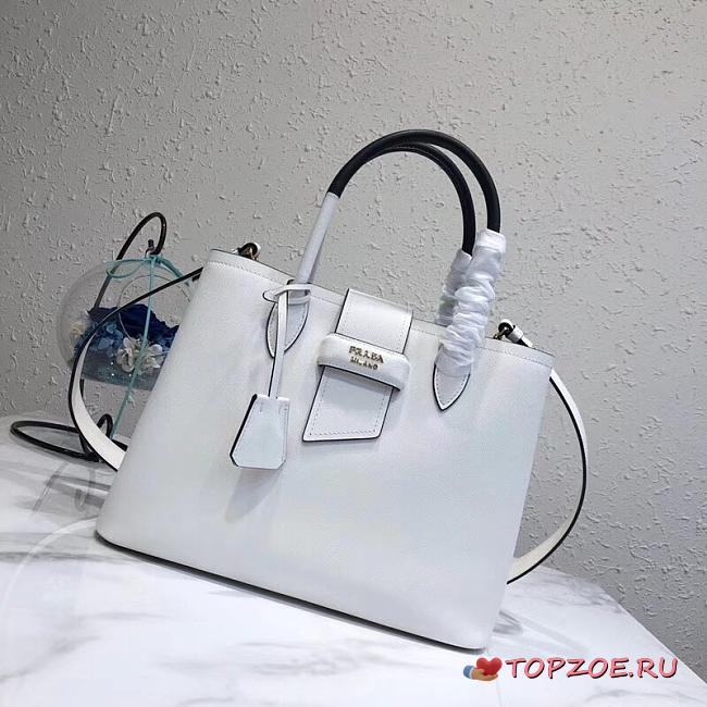 Prada Top Handle Tote Bag White/Black 1BG148 Size 33 × 24 × 14.5 cm - 1