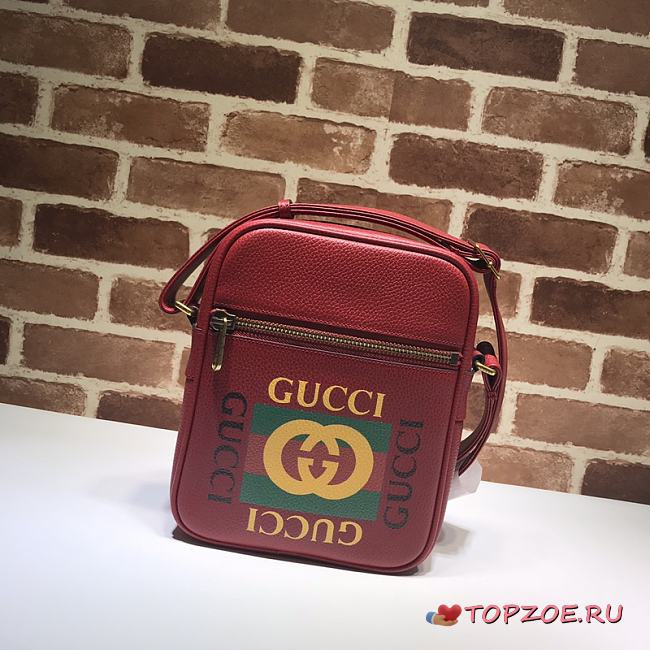 Gucci Print Shoulder Bag Leather Red 523591 Size 21 x 25.5 x 8 cm - 1