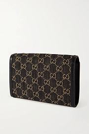 GUCCI Dionysus leather-trimmed denim-jacquard SHOULDERBAG BLACK 20CM - 4