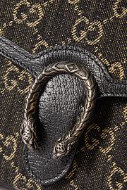 GUCCI Dionysus leather-trimmed denim-jacquard SHOULDERBAG BLACK 20CM - 2