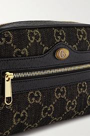 GUCCI Ophidia small leather-trimmed denim-jacquard camera bag 18CM - 3