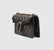 GUCCI Dionysus leather-trimmed denim-jacquard SHOULDERBAG BLACK 25CM - 5