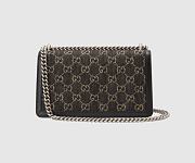 GUCCI Dionysus leather-trimmed denim-jacquard SHOULDERBAG BLACK 25CM - 4