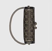 GUCCI Dionysus leather-trimmed denim-jacquard SHOULDERBAG BLACK 25CM - 2