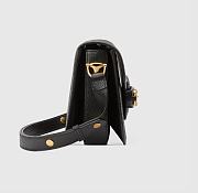 GUCCI Horsebit  leather-trimmed denim-jacquard SHOULDERBAG BLACK 27CM - 2
