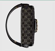 GUCCI Horsebit  leather-trimmed denim-jacquard SHOULDERBAG BLACK 27CM - 6