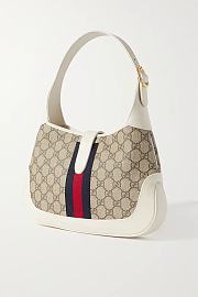 GUCCI Jackie 1961 webbing-trimmed coated-canvas and leather shoulder bag WHITE 25CM - 2