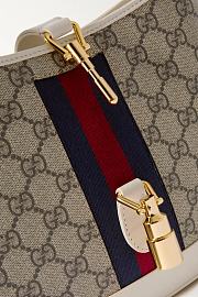 GUCCI Jackie 1961 webbing-trimmed coated-canvas and leather shoulder bag WHITE 25CM - 4
