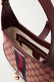 GUCCI Jackie 1961 small webbing-trimmed coated-canvas and textured-leather shoulder bag RED 25CM - 3
