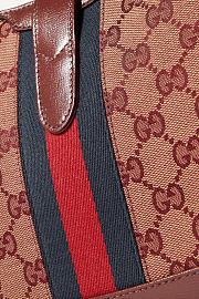 GUCCI Jackie 1961 small webbing-trimmed coated-canvas and textured-leather shoulder bag RED 25CM - 2