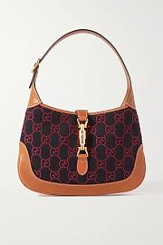 GUCCI Jackie 1961 small wool-jacquard and leather shoulder bag 27CM - 1