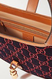 GUCCI Jackie 1961 small wool-jacquard and leather shoulder bag 27CM - 2