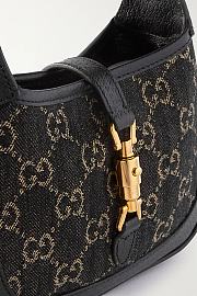 GUCCI Jackie 1961 mini leather-trimmed denim-jacquard shoulder bag 19CM - 3