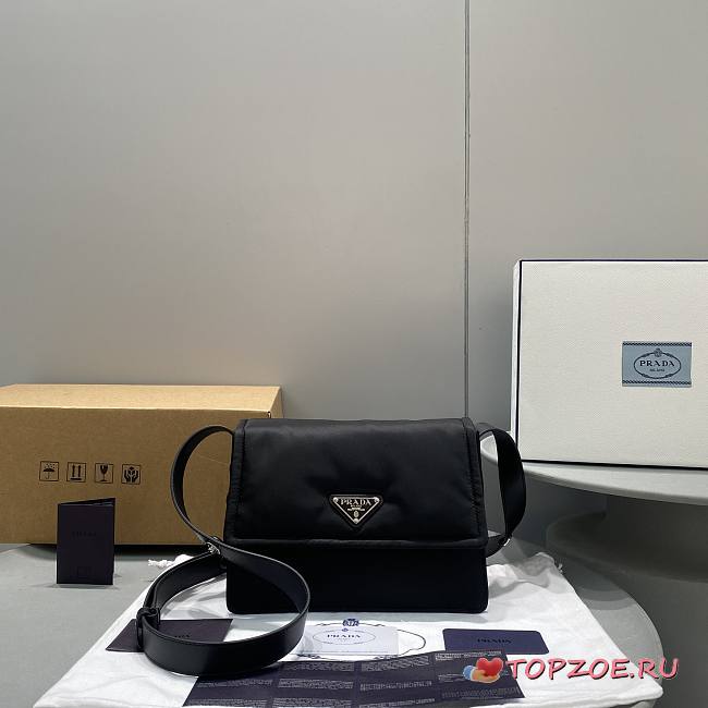 PRADA Small padded Re-Nylon BLACK shoulder bag 23.5CM - 1