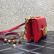 VALENTINO STUD SIGN GRAINY CALFSKIN RED SHOULDER BAG 20CM - 4