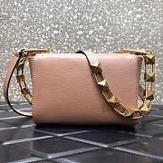 VALENTINO STUD SIGN GRAINY CALFSKIN PINK SHOULDER BAG 20CM - 2