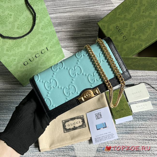 Gucci GG wallet with chain Blue 19cm - 1