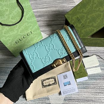 Gucci GG wallet with chain Blue 19cm