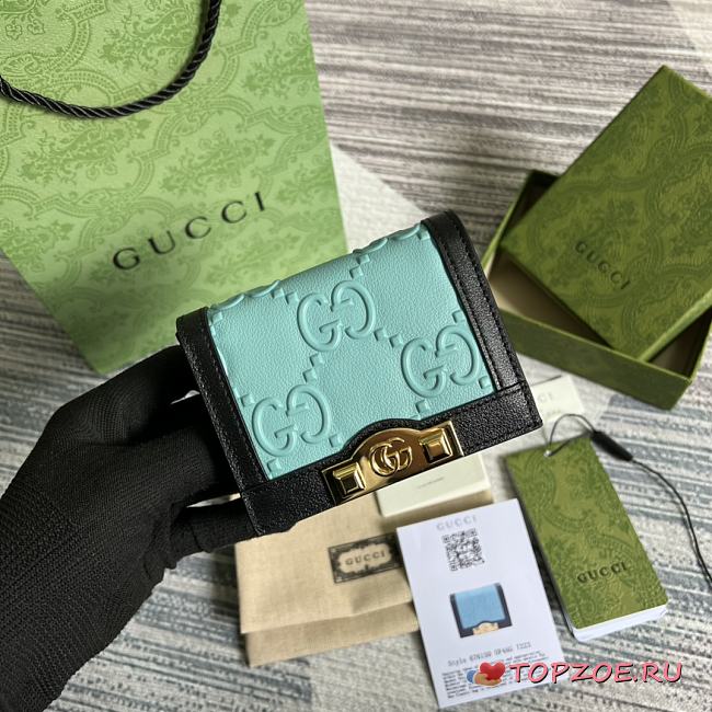 GG card case wallet Blue 11cm - 1