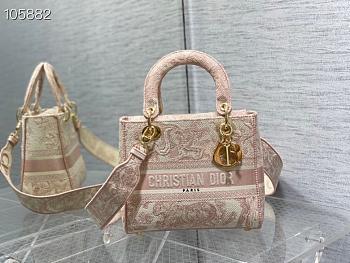 DIOR MEDIUM LADY D-LITE Canvas of Jouy Wind Rose Bag 24cm