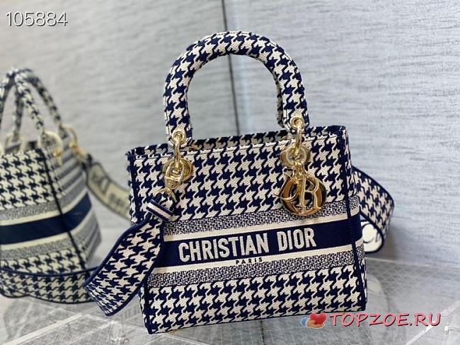DIOR MEDIUM LADY D-LITE Black and white Bag 24cm - 1