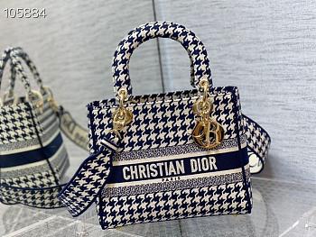 DIOR MEDIUM LADY D-LITE Black and white Bag 24cm