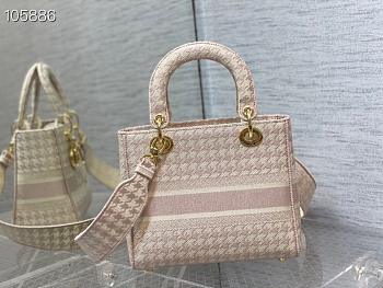 DIOR MEDIUM LADY D-LITE Pink and white Bag 24cm