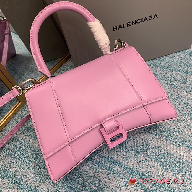 BALENCIAGA HOURGLASS SMALL TOP HANDLE BAG CROCODILE PINK SIZE 23CM - 1