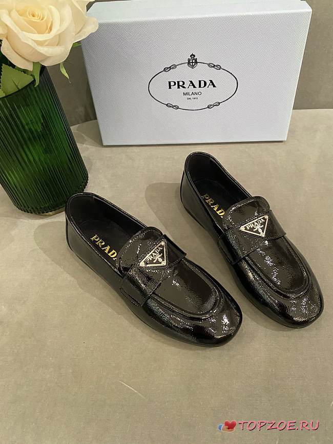 PRADA Unlined brushed leather loafers BLACK - 1