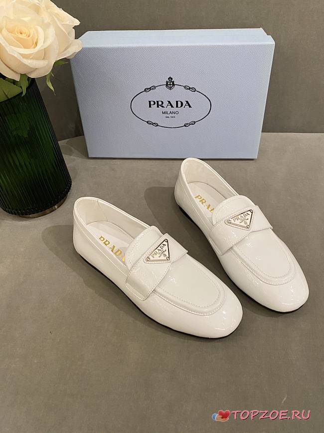 PRADA Unlined brushed leather loafers WHITE - 1