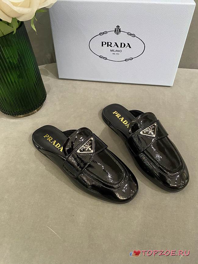 PRADA Unlined brushed leather mules BLACK - 1